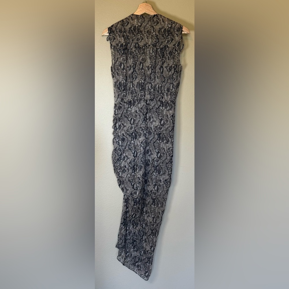Veronica Beard Teagan Python Print Ruched Silk Dress Size 4 - Picture 3 of 12